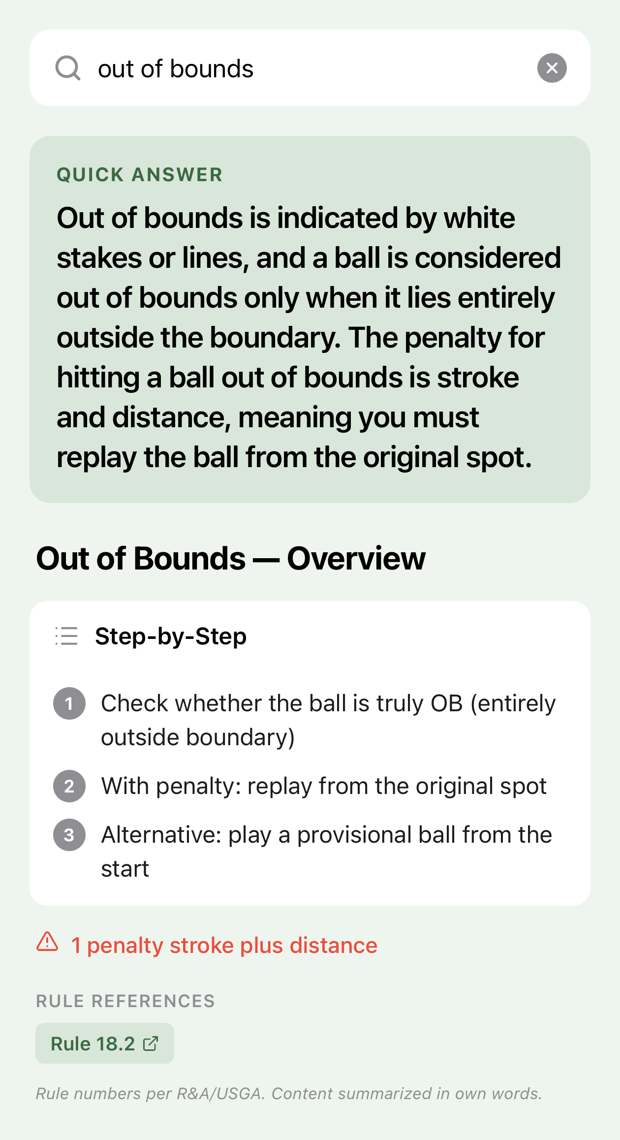 RuleCaddy App – Rule card